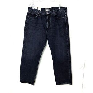 Agolde Jeans Size 32 Black 90s Low Rise Vintage Straight Paradox Button Fly Crop